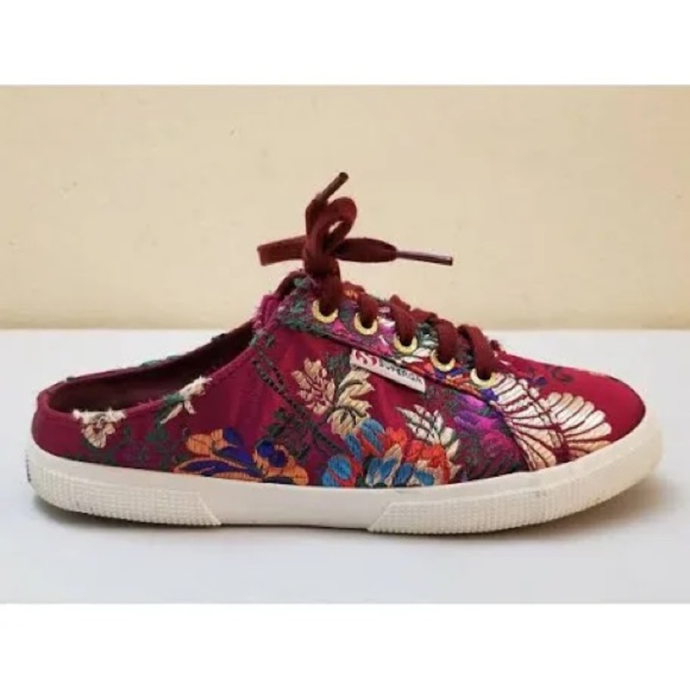 SUPERGA Korelaw embroidered satin mule sneakers size 8
